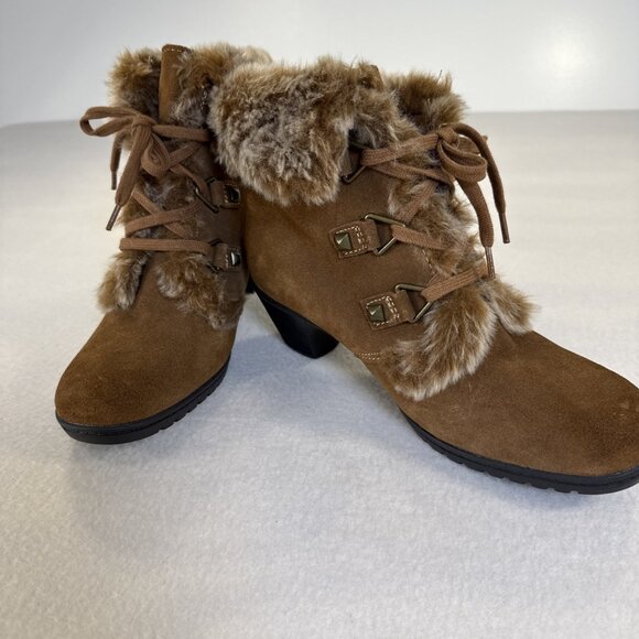 Bass Clove Brown Leather With Faux Fur Upper Boots Women Size US 8 NWOT - Picture 1 of 10